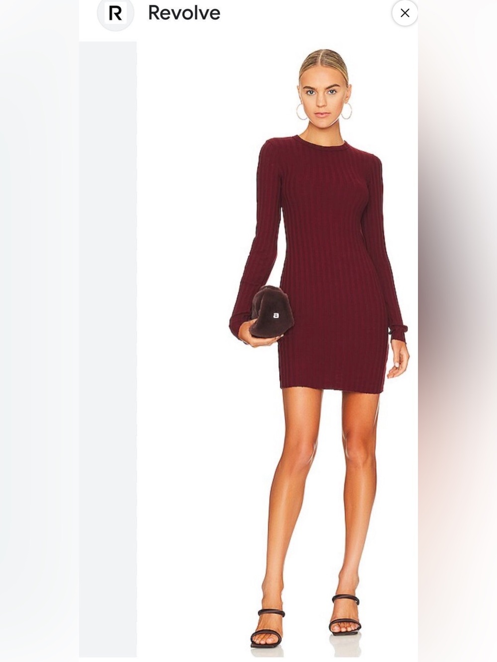 Revolve -Cotton Citizen- Ribbed Long-Sleeve Sweater Dress in Burgundy
